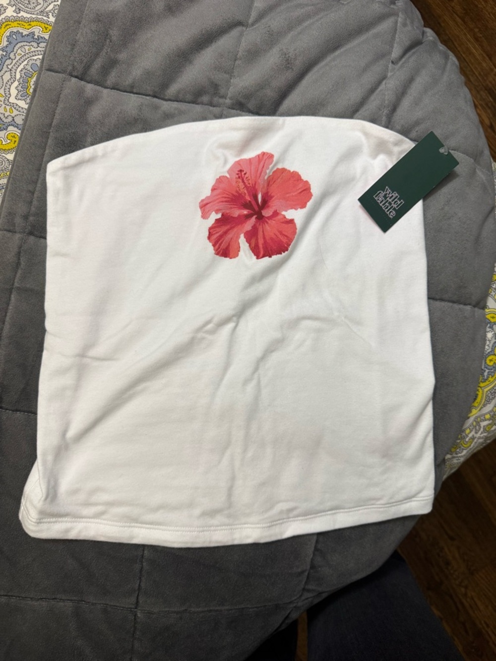 wild fable White Strapless Tube Top with Pink Floral Print